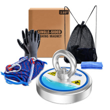 500 lb 2,95 &quot;Diamètre Aimant de pêche en néodyme Récupération Kit d&#39;aimant de pêche super fort avec corde en nylon de 100 pieds 6 mm